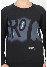Resim Baskılı Erkek Çocuk Sweatshirt-90879 Siyah 