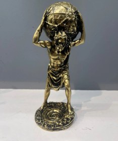Resim Dekoratif Polyester Atlas Adam Heykeli Gold-eskitme 