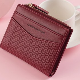 Resim Kadınların Mini Kompakt Cüzdanı, Moda Rahat Kısa Fermuarlı Bozuk Para Cüzdanı Kart Yuvalarıyla, Çok Fonksiyonlu Katlanabilir Çıtçıtlı Düğme 