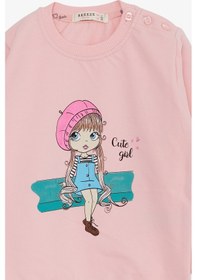 Resim Breeze Kız Çocuk Sweatshirt Sevimli Kız Baskılı 1.5-5 Yaş, Pudra 
