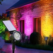 Resim Güneş Işıklı Spot Işık ile 9 LED - RGB Renkli Dış Mekan Bahçe ve Çim Işığı, IPX4, Kolay Kurulum, Dış Duvarlar, Merdivenler, Teraslar, Avlular, Havuzlar için, Stüdyo Fotoğrafçılığı Işıkları Çekim Dekoratif Aksesuarları Aydınlatma Arka Plan Işıkları, Akıllı Algılama-Işık Duyusu, parlaklık otomatik olarak ayarlanır 