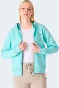 Resim Slazenger MILIO I Kadın Fermuarlı Kapüşonlu Cepli Turkuaz Sweatshirt 