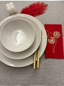 Resim Gold Yaldızlı Kırmızı Hindiba Çiçeği Baskılı Garson Katlama Peçete 16 Lı 