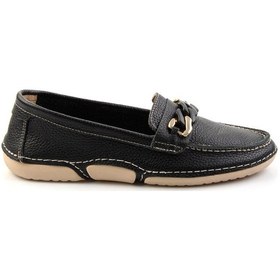 Resim Siyah Leather Kadın Loafer Ayakkabı K01028130303 Siyah 