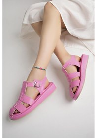 Resim Muggo Dossi Garantili Dolgu Topuklu Bilekten Bağlamalı Tokalı Kadın Sandalet 001 