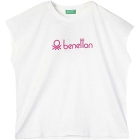 Resim United Colors Of Benetton Benetton Kız Çocuk T-shirt 09327 Beyaz 