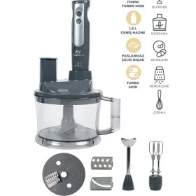 Resim Pirantech YH-1420 1700W Çoklu Set Mutfak Robotu 1,5 lt Kapasiteli Blender ve Doğrayıcı 
