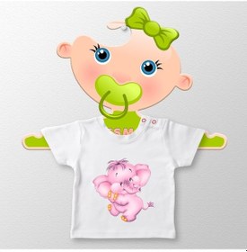 Resim Kişiye Özel Sevimli Bebek Tasarımlı Ahşap Çocuk Elbise Askısı - 4 Çok Renkli 