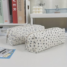 Resim Şık Çiçekli Kalem Kutusu - Dayanıklı Polyester, Ofis Malzemeleri & Makyaj Saklama için Çok Amaçlı Fermuarlı Kılıf 