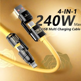 Resim 4'ü 1 arada USB C Kablo Lightning Kablosu, Maksimum 240W Hızlı Şarj, iPhone iPad için 65W/27W/12W ile Lightning/Type C/USB A Şarj Kablosu, iPhone 16/15/Macbook/iPad 