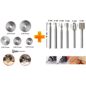 Resim DepoMega Ahşap Oyma Şekillendirici Mini Testere Bıçak Dremel Gravür Uç Set 12 Parça 