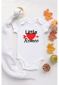 Resim Tuğba Baby Özel Tasarım Little Romeo Bebek Body Beyaz Bebek Badi Zıbın Beyaz 