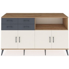Resim Kronos Konsol 4 Raflı 4 Çekmeceli 4 Kapaklı 176x59x99 Çam-aytaşı/ Çam-aytaşı/antrasit 