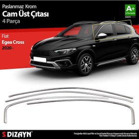 Resim S-dizayn Fiat Egea Cross Krom Cam Üst Çıtası 4 Prç. 2020 Üzeri 