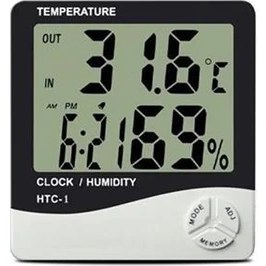 Resim Periboia Bebek Odası Masaüstü Dijital Termometre Nem Ölçer Higrometre Saat 