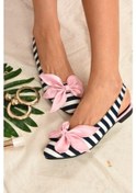 Resim Fox Shoes Siyah/Beyaz/Pudra Kumaş Kadın Babet H726809004 Siyah 