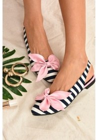 Resim Fox Shoes Siyah/Beyaz/Pudra Kumaş Kadın Babet H726809004 Siyah 