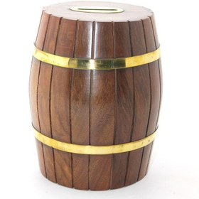 Resim Pirinç Ahşap Fıçı Kumbara 15 Cm WB538 