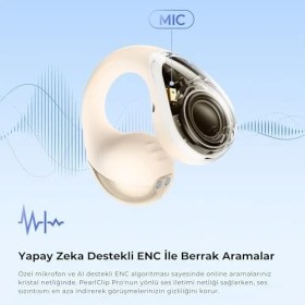 Resim Hype Store Soundpeats Pearlclip Pro Hi-Res Ldac Enc Ows Kablosuz Bluetooth 6.0 Kulaklık Bej 