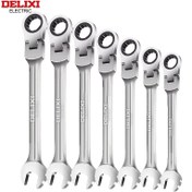 Resim Delixi Elektrikli 8/10/12/13/14mm Cırcırlı Anahtar, Esnek Başlı Cırcırlı Anahtar, Çok Fonksiyonlu Metrik Anahtar, Manuel Cırcırlı Anahtar Aracı, Çift Katmanlı Krom Kaplama, Ev, Garaj, Araba Bakımı için Gümüş 