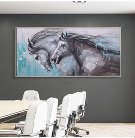 Resim At Soyut El Yapımı Yağlı Boya Tablo 115x65cm 