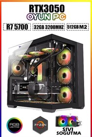 Resim DMC N302 (PUBG,GTA 5) Ryzen 7 5700,32gb Ram 512gb M.2 Ssd Rtx3050 Sıvı Soğutmalı Oyuncu Bilgisayarı 