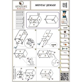 Resim Kenzlife kilitli dolap rana39 byz 47x39x39 banyo dolabı hazır mutfak ofis kiler kitaplık evrak ayaklı 