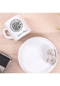 Resim Kişiye Özel Besmele Hat Sanatı Tasarımlı Türk Kahvesi Fincanı İsim Yazılı Seramik Fincan Beyaz 