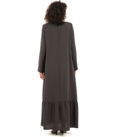 Resim derin store Volanlı tasarım çizgili modern kesim ferace 
