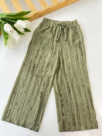 Resim Kız Çocuk Haki Fırfır Detaylı Bol Paça Pantolon 