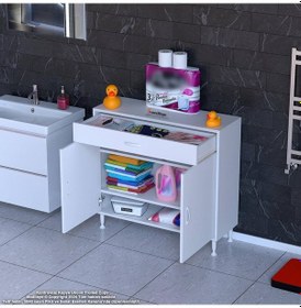 Resim Eliusta Taha 100 Cm 3 Bölmeli Beyaz Çok Amaçlı Dolap 2 Raflı Banyo Mutfak Dolabı 100x88x32,5 Cm Düzenleyici Beyaz 