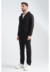 Resim Shooter Sportswear Shooter Erkek Kışlık Eşofman Takımı Thermosoft Teknolojisi İçi Kuzu Görünümlü Regular Kalıp Minimal Logo Kapüşonlu Siyah 