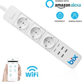 Resim Bix Bp-01 Wifi Akım Korumalı Hızlı Şarj Özellikli Akıllı Priz 
