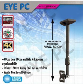 Resim Lg Samsung Uyumlu 55 58 62 66 80 82 Ekran 10 32 İnç Tv Tavan Askı Aparat 