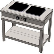 Resim CSA İnox Karacasan Endüstriyel Elektrikli Taban Raflı Çiftli 2 Gözlü Ocak 