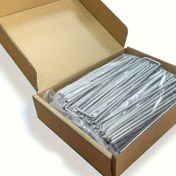 Resim 100 adet 10.16cm Galvanizli Bahçe Zımbaları - Paslanmaz Metal Pimler Yabani Ot Bariyeri, Sulama Boruları & Peyzaj Kumaşı için 