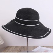 Resim Unisex Moda Çizgili Ayarlanabilir Güneş Şapkası Açık Hava Plaj Tatilleri Park Piknikleri İçin Zarif Tasarım Uv Koruma Güneş Koruyucu Kap Siyah 