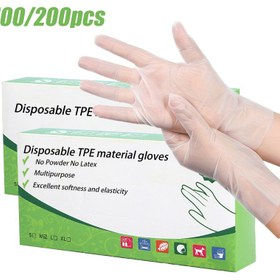 Resim 100/200 adet Kutulu Tek Kullanımlık Şeffaf TPE Eldivenler, Ev Temizliği Eldivenleri, Temizlik ve Hijyen için Uygun, Saç Boyama, Evcil Hayvan Banyosu, Ev Mutfak ve Banyo Temizlik Malzemeleri, Ev Aletleri 