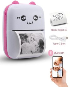 Resim DEMPOWER Mini Taşınabilir Bluetoothlu Termal Yazıcı Pembe Renk 