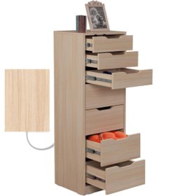 Resim PASİFİC HOME Pasific Home Flow Çekmeceli Şifonyer, Meşe, 7 Çekmeceli 