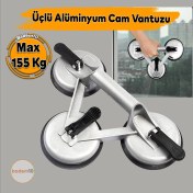 Resim 3'lü Alüminyum Vakumlu Cam Vantuzu Cam Fayans Ahşap Metal Taşıma Kaporta Göçük Düzeltme Aparatı Üçlü 