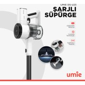 Resim UMIE DS-U23 Speedy Max Pro Beyaz 2200mAh 420W 28.000 Pa Emiş Cyclone Teknoloji Şarjlı Dikey Süpürgesi 