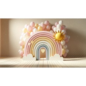 Resim Venspor Pastel Gökkuşağı ve Balonlar Arkaplan Çocuk Odası ve Parti Dekorasyonu Için 200 x 150 cm Duvar Örtüsü Fon 