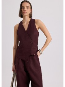 Resim Mai Collection Mai Studios Co. Nagmetah Sırt Pencereli Bordo Yelek Pantolon Takım Bordo 