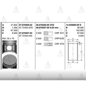 Resim Esse Otomotiv - B-2500 Çelik 050 Piston Segmanlı - GOE-87-72430-050 - 87-72430-050 