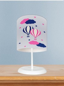 Resim Mekta Home Bebek Ve Çocuk Odası Pembe Mavi Uçan Balon Desenli Abajur 