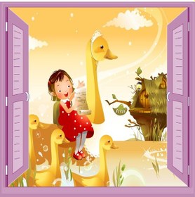 Resim Çocuk Odası Bebek Odası Pencere Poster Duvar Kağıdı Ördekler 