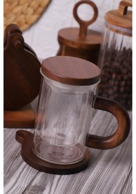 Resim Mien Akasya Bardak Altlığı Set Standlı Kahverengi 