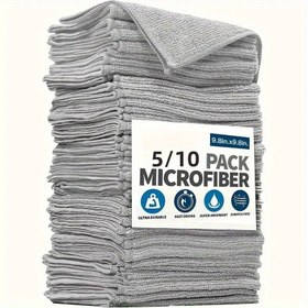 Resim 5/10 Paket Süper Emici Mikrofiber Temizlik Bezleri - Mutfak, Banyo, Araba Yıkama, Cam ve Ev Temizliği için Hızlı Kuruyan & Çizik Yapmayan Ultra Dayanıklı Bambu Kömürü Kumaş Havlular, Dokulu Yüzey Bezi | Yüksek Emicilikli Bezler 