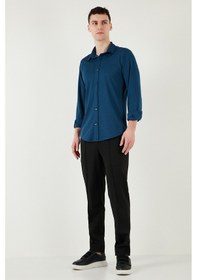 Resim Buratti Pamuklu Regular Fit Düz Yaka Erkek Gömlek Cf25S119628 Indigo 